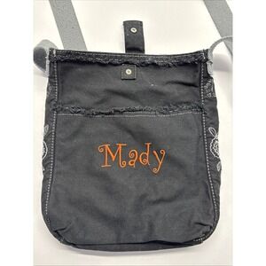 Thirty One Crossbody Purse Black Distressed Retro Metro "Mady"